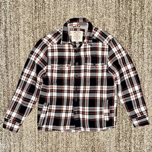 FatFace Men's Dark Blue Orange Ryton Check Overshirt Button Down Flannel Small - Picture 5 of 9